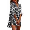 imageEkouaer Womens Swimsuit Beach Cover Up Shirt Bikini Beachwear Bathing Suit Beach DressBlack Geometry