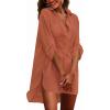 imageEkouaer Womens Swimsuit Beach Cover Up Shirt Bikini Beachwear Bathing Suit Beach DressCaramel
