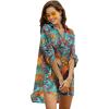 imageEkouaer Womens Swimsuit Beach Cover Up Shirt Bikini Beachwear Bathing Suit Beach DressGreen Tropical Print
