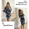 imageEkouaer Womens Swimsuit Cover Up 34 Bell Sleeve Beachwear Coverups Deep VNeck Bikini Beach Dress S3XLDusty Blue Floral Print