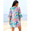 imageEkouaer Womens Swimsuit Cover Up 34 Bell Sleeve Beachwear Coverups Deep VNeck Bikini Beach Dress S3XLFantasy Vacation Multi