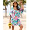 imageEkouaer Womens Swimsuit Cover Up 34 Bell Sleeve Beachwear Coverups Deep VNeck Bikini Beach Dress S3XLFantasy Vacation Multi