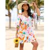imageEkouaer Womens Swimsuit Cover Up 34 Bell Sleeve Beachwear Coverups Deep VNeck Bikini Beach Dress S3XLFloral Rhythm