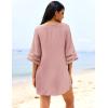 imageEkouaer Womens Swimsuit Cover Up 34 Bell Sleeve Beachwear Coverups Deep VNeck Bikini Beach Dress S3XLGray Purple