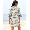 imageEkouaer Womens Swimsuit Cover Up 34 Bell Sleeve Beachwear Coverups Deep VNeck Bikini Beach Dress S3XLGreen Coconut Tree