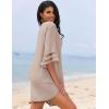 imageEkouaer Womens Swimsuit Cover Up 34 Bell Sleeve Beachwear Coverups Deep VNeck Bikini Beach Dress S3XLKhaki