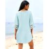 imageEkouaer Womens Swimsuit Cover Up 34 Bell Sleeve Beachwear Coverups Deep VNeck Bikini Beach Dress S3XLLight Blue