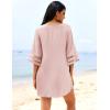 imageEkouaer Womens Swimsuit Cover Up 34 Bell Sleeve Beachwear Coverups Deep VNeck Bikini Beach Dress S3XLMisty Rose