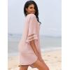 imageEkouaer Womens Swimsuit Cover Up 34 Bell Sleeve Beachwear Coverups Deep VNeck Bikini Beach Dress S3XLMisty Rose