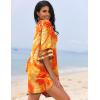 imageEkouaer Womens Swimsuit Cover Up 34 Bell Sleeve Beachwear Coverups Deep VNeck Bikini Beach Dress S3XLOrange Sun Flower