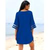 imageEkouaer Womens Swimsuit Cover Up 34 Bell Sleeve Beachwear Coverups Deep VNeck Bikini Beach Dress S3XLRoyal Blue