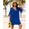 imageEkouaer Womens Swimsuit Cover Up 34 Bell Sleeve Beachwear Coverups Deep VNeck Bikini Beach Dress S3XLRoyal Blue