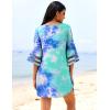 imageEkouaer Womens Swimsuit Cover Up 34 Bell Sleeve Beachwear Coverups Deep VNeck Bikini Beach Dress S3XLTie Dye