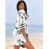 imageEkouaer Womens Swimsuit Cover Up 34 Bell Sleeve Beachwear Coverups Deep VNeck Bikini Beach Dress S3XLTropical Floral