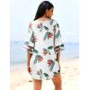 imageEkouaer Womens Swimsuit Cover Up 34 Bell Sleeve Beachwear Coverups Deep VNeck Bikini Beach Dress S3XLTropical Floral