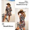 imageEkouaer Womens Swimsuit Cover Up 34 Bell Sleeve Beachwear Coverups Deep VNeck Bikini Beach Dress S3XLTropical Plumeria Print