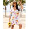 imageEkouaer Womens Swimsuit Cover Up 34 Bell Sleeve Beachwear Coverups Deep VNeck Bikini Beach Dress S3XLVanilla Floral Print