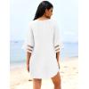 imageEkouaer Womens Swimsuit Cover Up 34 Bell Sleeve Beachwear Coverups Deep VNeck Bikini Beach Dress S3XLWhite