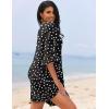 imageEkouaer Womens Swimsuit Cover Up 34 Bell Sleeve Beachwear Coverups Deep VNeck Bikini Beach Dress S3XLWhite Dots