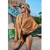 imageEkouaer Womens Swimsuit Cover Up 34 Sleeve Beachwear Bikini Coverups Button Down Oversized Cover Up Shirt S3XLCamel