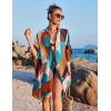 imageEkouaer Womens Swimsuit Cover Up 34 Sleeve Beachwear Bikini Coverups Button Down Oversized Cover Up Shirt S3XLPat3geometric