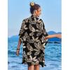 imageEkouaer Womens Swimsuit Cover Up 34 Sleeve Beachwear Bikini Coverups Button Down Oversized Cover Up Shirt S3XLPat4leaf