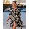 imageEkouaer Womens Swimsuit Cover Up 34 Sleeve Beachwear Bikini Coverups Button Down Oversized Cover Up Shirt S3XLPat4leaf
