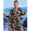 imageEkouaer Womens Swimsuit Cover Up 34 Sleeve Beachwear Bikini Coverups Button Down Oversized Cover Up Shirt S3XLPat4leaf