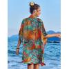imageEkouaer Womens Swimsuit Cover Up 34 Sleeve Beachwear Bikini Coverups Button Down Oversized Cover Up Shirt S3XLPat5leaf