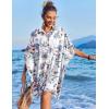 imageEkouaer Womens Swimsuit Cover Up 34 Sleeve Beachwear Bikini Coverups Button Down Oversized Cover Up Shirt S3XLPat6floral
