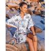 imageEkouaer Womens Swimsuit Cover Up 34 Sleeve Beachwear Bikini Coverups Button Down Oversized Cover Up Shirt S3XLPat6floral