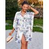 imageEkouaer Womens Swimsuit Cover Up 34 Sleeve Beachwear Bikini Coverups Button Down Oversized Cover Up Shirt S3XLPat6floral