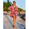 imageEkouaer Womens Swimsuit Cover Up 34 Sleeve Beachwear Bikini Coverups Button Down Oversized Cover Up Shirt S3XLPat7leaf