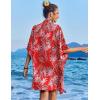 imageEkouaer Womens Swimsuit Cover Up 34 Sleeve Beachwear Bikini Coverups Button Down Oversized Cover Up Shirt S3XLPat7leaf