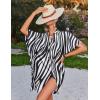 imageEkouaer Womens Swimsuit Cover Up 34 Sleeve Beachwear Bikini Coverups Button Down Oversized Cover Up Shirt S3XLPat8stripes