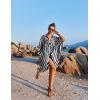 imageEkouaer Womens Swimsuit Cover Up 34 Sleeve Beachwear Bikini Coverups Button Down Oversized Cover Up Shirt S3XLPat8stripes