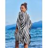 imageEkouaer Womens Swimsuit Cover Up 34 Sleeve Beachwear Bikini Coverups Button Down Oversized Cover Up Shirt S3XLPat8stripes