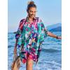 imageEkouaer Womens Swimsuit Cover Up 34 Sleeve Beachwear Bikini Coverups Button Down Oversized Cover Up Shirt S3XLPat9floral