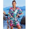 imageEkouaer Womens Swimsuit Cover Up 34 Sleeve Beachwear Bikini Coverups Button Down Oversized Cover Up Shirt S3XLPat9floral