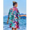 imageEkouaer Womens Swimsuit Cover Up 34 Sleeve Beachwear Bikini Coverups Button Down Oversized Cover Up Shirt S3XLPat9floral