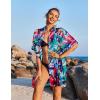 imageEkouaer Womens Swimsuit Cover Up 34 Sleeve Beachwear Bikini Coverups Button Down Oversized Cover Up Shirt S3XLPat9floral