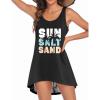 imageEkouaer Womens Sleeveless Swimwear Coverups TShirt Beach Dress Tank Bikini Cover Up with PrintAblackcoconut Palm
