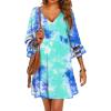 imageEkouaer Womens Swimsuit Cover Up 34 Bell Sleeve Beachwear Coverups Deep VNeck Bikini Beach Dress S3XLTie Dye