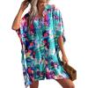 imageEkouaer Womens Swimsuit Cover Up 34 Sleeve Beachwear Bikini Coverups Button Down Oversized Cover Up Shirt S3XLPat9floral