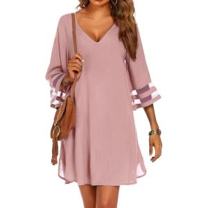 imageEkouaer Womens Swimsuit Cover Up 34 Bell Sleeve Beachwear Coverups Deep VNeck Bikini Beach Dress S3XLGray Purple