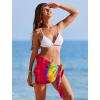imageEkouaer 2 Pcs Sarong Coverups for Women Beach Wrap Skirt Chiffon Swimsuit Coverup for Swimwear SXXLBlackRed Orange Tiedye