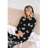 imageEkouaer Sleepwear Women Long Sleeve Hooded Nightgown Contrast Color Full Length Loungewear with Pocket S4XLBlack Butterfly