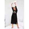 imageEkouaer Sleepwear Women Long Sleeve Hooded Nightgown Contrast Color Full Length Loungewear with Pocket S4XLBlack Rainbow