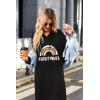 imageEkouaer Sleepwear Women Long Sleeve Hooded Nightgown Contrast Color Full Length Loungewear with Pocket S4XLBlack Rainbow