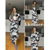 imageEkouaer Sleepwear Women Long Sleeve Hooded Nightgown Contrast Color Full Length Loungewear with Pocket S4XLBlack Tie Dye